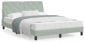 Giroletto Senza Materasso Grigio Chiaro 140x190 Cm Velluto /