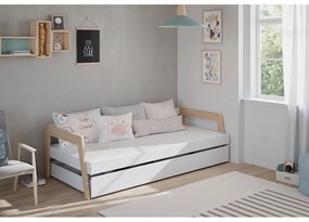 Letto in pino bianco/naturale con letto estraibile 90x200 cm Carrie - Marckeric