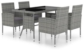 Set Mobili da Pranzo Giardino 5 pz Polyrattan Antracite Grigio