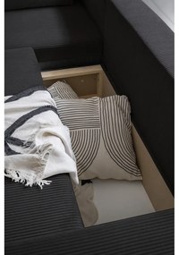 Divano letto angolare in velluto a coste color antracite Brave Dave - Miuform