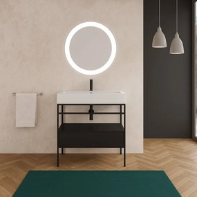 Mobile bagno da terra con lavabo e 1 cassetto L 100 x H 89 x P 45.5 cm nero per vasca centrale Outline