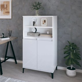 Credenza bianco lucido 60x36x110 cm in legno multistrato