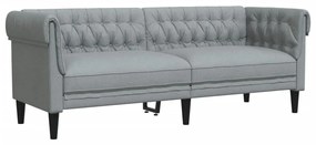 Divano chesterfield a 3 posti grigio chiaro in tessuto