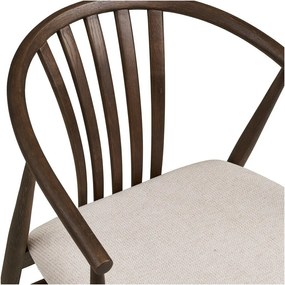 Sedia da pranzo marrone scuro in rovere massiccio con braccioli Agustin – House Nordic