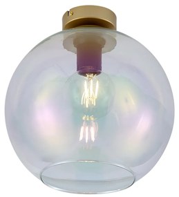 Plafoniera Art Déco oro con vetro arcobaleno - Sandra