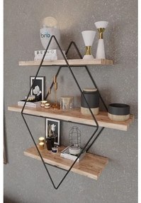 Mensola Industrial In Legno E Metallo 70x16x60 Nero E Legno Tetra