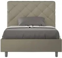 Letto alla Francese rivestito in Similpelle - PRIYA Dimensione Rete: 140x200, Colore: Cappuccino, Tipologia Letto: Con Rete