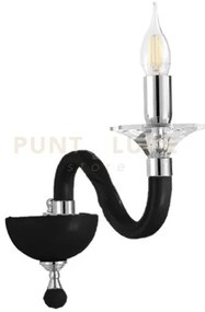 Applique ravel 1 luci nero e cromo attacco e14 h.29cm