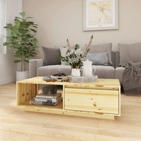 Tavolino Da Salotto 110x50x33,5 Cm İn Legno Massello Di Abete /