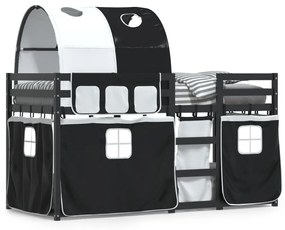 Letto A Castello Senza Materasso Bianco E Nero 90x190cm İn Pino /