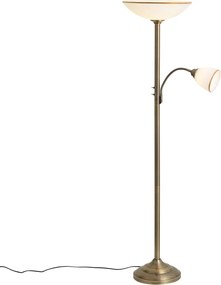 Lampada da terra classica bronzo con vetro opale 2 luci - Katarina