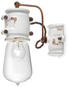 Applique Vintage Urban Ferro E Ceramica Bianco 1 Luce E27 22Cm