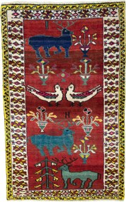 Gabbeh Tappeto 180 x 110 Rosso (Iran) Annodato A Mano