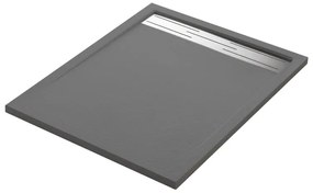 Piatto doccia SENSEA in resina Neo Metal Grid grigio L 80 x L 100 x H 3 cm opaco effetto pietra