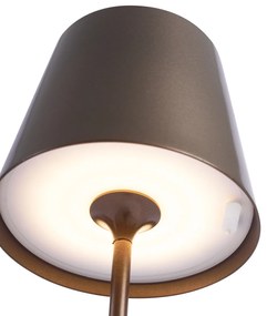 Lampada da tavolo moderna bronzo scuro 37 cm con LED dimmerabile IP54 ricaricabile - Topi