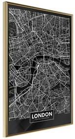 Poster  City Map: London (Dark)  Cornice Quadri Cornice d'oro, Larghezza x Altezza Home decor 30x45