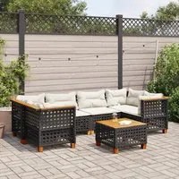 Set Divani da Giardino con Cuscini 7pz Nero Polyrattan 3261746