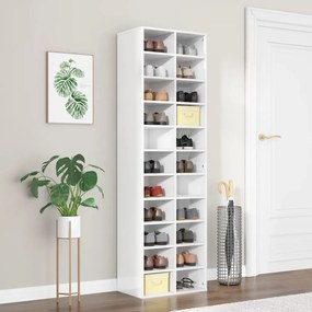 Scarpiera Bianco Lucido 54x34x183 Cm İn Truciolato /