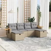 Set Divano da Giardino 6 pz con Cuscini Beige Misto Polyrattancod mxl 89769