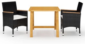 Set Mobili Da Pranzo Per Giardino 3 Pz Nero /