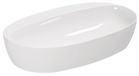 Lavabo D'Appoggio 70x42 Cm Azzurra Ceramica "Elegance Circle" Bianco Lucido