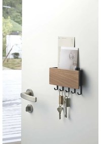 Portachiavi nero con ripiano ed elemento in legno Yamazaki Rin - YAMAZAKI