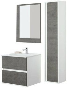 Mobile Bagno Feridras Cemento L.60xP.47xH.57 con Lavabo e Specchio