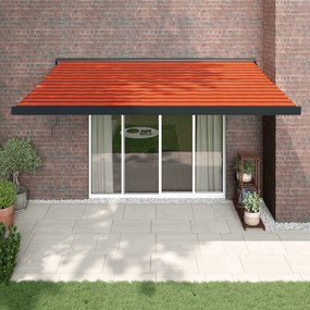 Tenda Retrattile Arancione E Marrone 4,5x3m Tessuto E Alluminio /