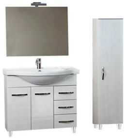 Mobile bagno 85 cm con lavabo, specchio e colonna bianco portuna - Claudia 93826