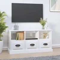 Mobile Porta TV Bianco Lucido 100x35x50 cm in Legno Multistrato 816290