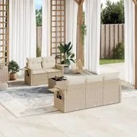 Set Divano da Giardino 6 pz con Cuscini Beige in Polyrattan 3219897