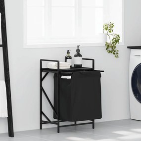 Cesto Della Biancheria 1 Scomparto Con Ripiano Rovere Nero /