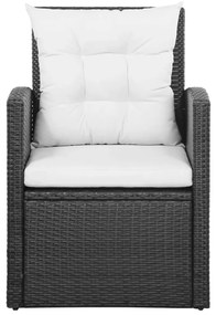 Set divani da giardino 5 pz con cuscini in polyrattan nero