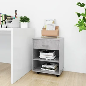 Mobiletto Con Ruote Grigio Cemento 46x36x59cm Legno Multistrato /