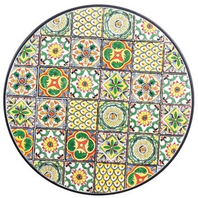 Tavolo da giardino in ceramica e ferro con mosaico Naxos Ø60 x 75h