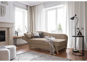 Chaise longue grigio tortora (con penisola a sinistra) con rivestimento in velluto a coste Chic Charlotte – Miuform