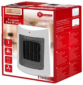 Termoventilatore in Ceramica con Potenza Regolabile 900W 1800W con Autoprotezione Surriscaldamento Rettangolare Bianco