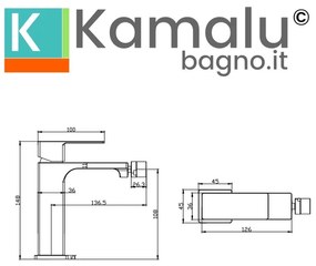 Kamalu - miscelatore bidet nero opaco linea squadrata | kam-diana nero