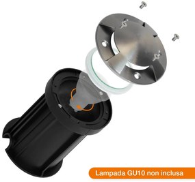 Faretto Interrato 4 Direzioni GU10 IP67 - INOX con doppio pressacavo