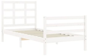 Giroletto con Testiera Bianco Small Single Legno Massello