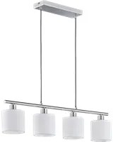 Lampada Sospensione Interno 76 cm 4 Luci Diffusori Bianchi Acciaio Tommy GD Trio