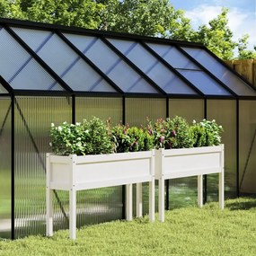 Fioriere Da Giardino 2 Pz Con Gambe Bianche Legno Massello Pino /