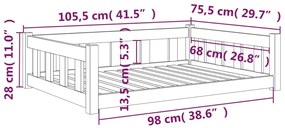 Cuccia per Cani 105,5x75,5x28 cm in Legno Massello di Pino