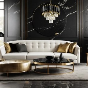 Lampadario a sospensione con catena CRISTAL 5xE14/40W/230V oro/nero