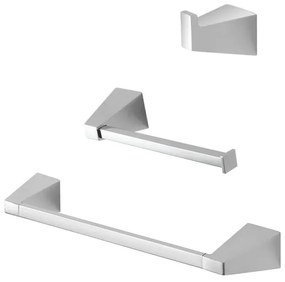 Set con appendino, porta rotolo e porta salviette a muro cromo Giza