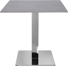 Tavolo ristorante bar top per esterno 80x80 cm effetto Cemento e base argento H 75