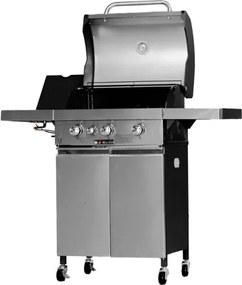 Barbecue a gas in acciaio inox con pietra lavica 3 fuochi e piastra in ghisa Ke Grill