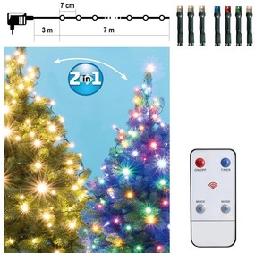 Catena LED da esterno natalizia 100xLED 10m IP44 bianco caldo/multicolore + TC