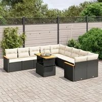 Set Divani da Giardino 11 pz con Cuscini in Polyrattan Nero 3273261