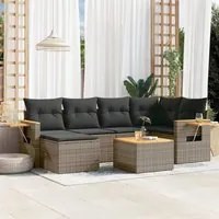 Set Divani da Giardino 7 pz con Cuscini Grigio in Polyrattan 3227026